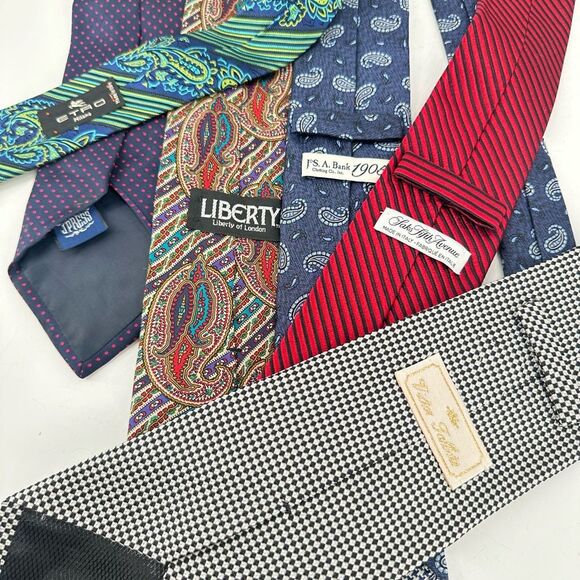 Vintage Silk Tie Lot of 6‎ Ties Etro Liberty Saks Fifth Avenue Jos A Banks 1905 - Picture 1 of 16